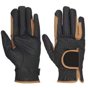 Gants d'équitation en cuir de qualité supérieure, couleur noir-brun, matériau durable, logo personnalisé, 2026 - Product Image 1