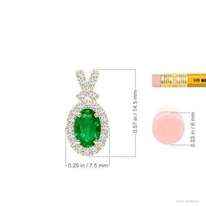 14K <b>Solid</b> <b>Gold</b> Natural Emerald Vintage Style <b>Pendant</b> With Diamond Halo Classic Fine Jewellery Anniversary Gift For Her 2026 - Product Image 3