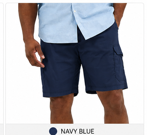 Shorts cargo homme en coton tissé, couleur moutarde unie, taille mi-haute, fermeture boutonnée, style décontracté, avec poches - Product Image 3