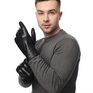 Women Black Sheepskin Leather Breathable <b>Touch</b> <b>Screen</b> <b>Gloves</b> for Outdoor Casual Daily Use Winter Warmers - Product Image 4