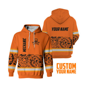 Sweat-shirts de sécurité haute visibilité réfléchissants à motif crâne de mécanicien, personnalisés par sublimation et patchwork, pour le travail - Product Image 2