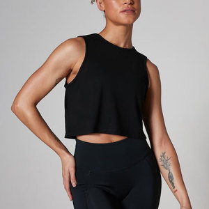 Top Deportivo Corto para Mujer, Diseño con Aberturas Laterales, Estampado Sólido, Cuello Redondo, Sin Mangas, para Entrenamiento y Ejercicio - Product Image 5