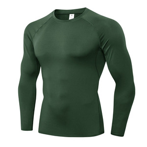 Camiseta de Compresión de Manga Larga Roja para Hombre, Corte Ajustado, Secado Rápido, Deportiva, Cuello Redondo, Tejido de Poliéster - Product Image 2