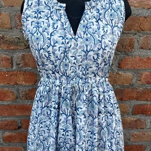 Vestido Maxi sin Mangas con Estampado Artesanal para Mujer, 100% Algodón Indio, Estilo Casual con Bordado Floral - Product Image 1