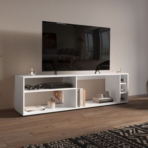 Suxta 63 \ "porta TV larga con tre ripiani aperti tre bottiglie Cubbies cavo di gestione Bar per soggiorno bianco - Product Image 1
