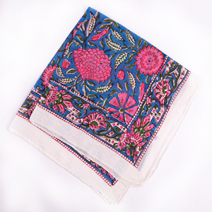 Multifunctional Casual Summer <b>Scarf</b> Floral Cotton <b>Square</b> <b>Scarf</b> Bandana Pink Blue White Patterned Lightweight Wrap - Product Image 4
