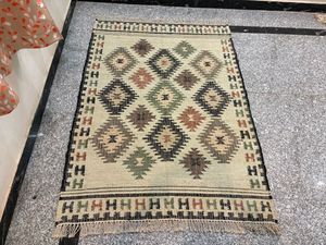 Handwoven Jute Kilim <b>Rug</b> | Geometric Pattern <b>Boho</b> Area <b>Rug</b> | Natural Fiber Rustic Floor Carpet - Product Image 6