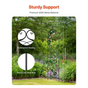 Treillis de jardin en métal antirouille de 60 x 15 pouces pour plantes grimpantes, idéal pour les roses et les concombres en extérieur, hauteur de 3 pieds - Product Image 2