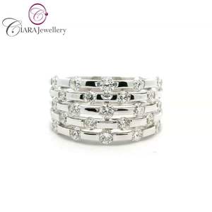 ANILLO DE DIAMANTE NATURAL CON AJUSTE DE TENSIÓN DE ORO BLANCO/AMARILLO DE 18K CLÁSICO DE ALTA CALIDAD - Product Image 1