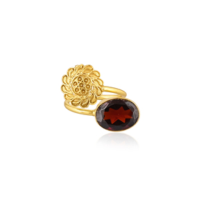 <b>Adjustable</b> Garnet Hydro Gemstone Gold Plated Brass <b>Ring</b> Handmade Stylish Jewelry for women - Product Image 1