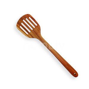 Espátula Ranurada de Madera de Teca Haruka Ecológica y Natural OEM, Segura para Alimentos, Sin Pintura, Halal, Personalizable - Product Image 1
