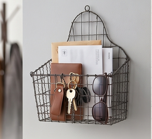 Fine Quality Rustic Metal <b>Wire</b> Storage <b>Basket</b> Rectangle <b>Hanging</b> Multi-Purpose Neatening Container - Product Image 5
