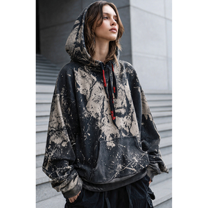 Baggy Distressed Winter Hoodie Women Pullover <b>Drop</b> Shoulder Winter Hoodie Women's Street <b>Acid</b> Wash Oversize Hood Tops - Product Image 2