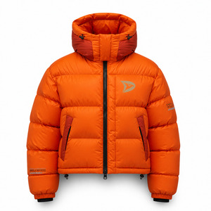 Men's Winter Zip-Up Puffer Jacket <b>Canvas</b> <b>Plain</b> Dyed Stand Outdoor Windproof Breathable Eco-Friendly Anti-Bacterial - Product Image 1