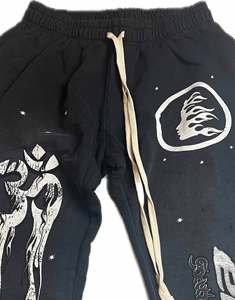 Pantalon droit pour homme Elite, noir, 100% coton, imprimé, taille élastique, cordon de serrage, respirant, vêtements de sport décontractés - Product Image 5