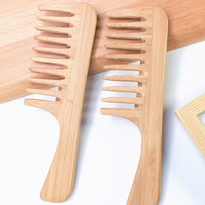 3pcs Eco-Friendly <b>Wooden</b> Comb Set with Brush <b>Bamboo</b> Handle and Bristle Tooth Custom Logo PU Bag <b>Packaging</b> - Product Image 1