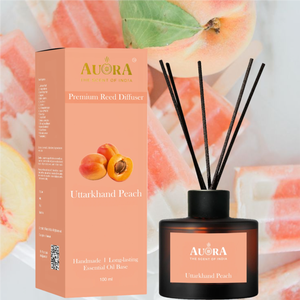 Custom Label Factory Price Glass <b>Reed</b> <b>Diffuser</b> <b>Sets</b> 100 ml Rattan Sticks Long Lasting Essential Oil Premium Natural Peach - Product Image 1