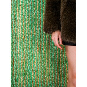 Tapis de salon moderne en jute rayé, rectangulaire, à tissage plat, écologique, motif géométrique vert, à poils courts - Product Image 3