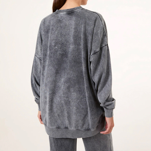 Latest Fashion Acid Wash Casual Women's Winter Long Sleeve Sweatshirt with Front Logo <b>Light</b> Weight Wholesale Price Sweatshirt - Product Image 5