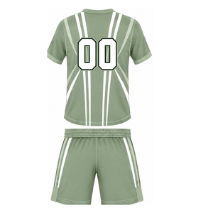 Ensemble short et maillot de rugby vert sauge et blanc, col en V, manches courtes, uniforme d'équipe respirant et léger, kit de sport personnalisé pour l'entraînement - Product Image 2