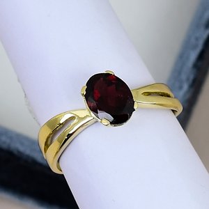 Oval Cut <b>Garnet</b> Gemstone <b>Ring</b> Solid 925 Sterling Silver Gold Plated Handmade Classic Women Wedding Anniversary <b>Ring</b> Wholesale - Product Image 2