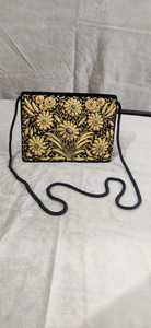 Women Embroidered Metal <b>Frame</b> Clutch Purse Floral Design Evening Handbag Party Wedding Chain Strap Fashion Box Bag - Product Image 2
