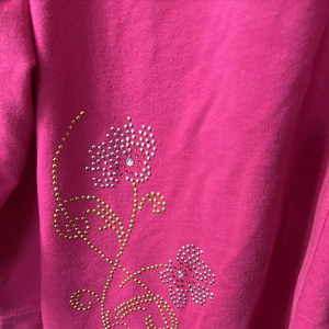 Sudadera con capucha de alta calidad, gruesa, de 2 piezas, con cremallera, para mujer, con pedrería, nuevo estilo, logotipo personalizado, talla grande, sudadera con pedrería para mujer - Product Image 5