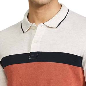 Polo pour homme à blocs de couleur, manches courtes, en coton piqué, décontracté, respirant, boutonné devant, coupe classique - Product Image 4