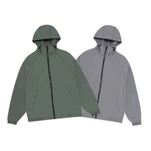 Veste à capuche pour homme, col montant, couleur unie, coupe ample, coupe-vent, vêtements d'hiver décontractés, polaire en polyester - Product Image 2