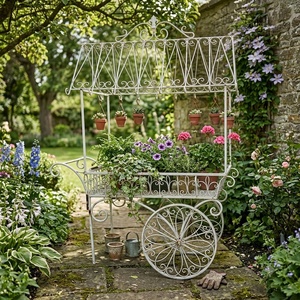 1-Tier <b>Vintage</b> Wrought Iron Circular <b>Plant</b> <b>Stand</b> Epoxy Coated Flower Pot Rack for Indoor Outdoor Garden Decor - Product Image 3