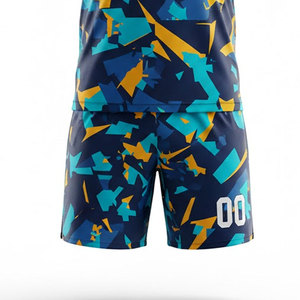 Conjunto de Camiseta de Fútbol Sublimada Personalizada, Cuello en V, Manga Corta, Estampado Geométrico, Absorbe la Humedad, 100% Poliéster, Unisex para Adultos - Product Image 4