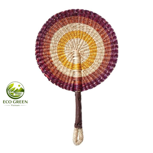 Eco Friendly Seagrass Hand Fan Oval Round Shape Colorful Woven Fan for <b>Wedding</b> Party Home Decoration and Gift - Product Image 1