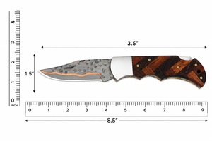 Couteau de chasse de poche en acier carbone forgé à la main, manche en bois, étui en cuir, style traditionnel, polissage haute brillance, pour le camping et les activités de plein air - Product Image 2