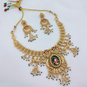 JeweleMarket Women's Gold Plated Crystal Rhinestone Ethnic <b>Beads</b> Wedding Engagement Anniversary Gift Necklace Earring <b>Set</b> - Product Image 1