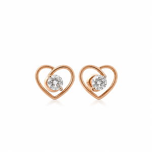 Pendientes de Oro Rosa de 18K con Diamantes en Forma de Corazón para Mujer, Acabado Pulido, Románticos, para Uso Diario, Fiestas, Bodas, Regalo de Joyería - Product Image 2