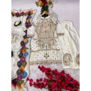 Conjunto Dupatta hermoso y parte inferior superior de ropa de fiesta para mujer de diseñador - Product Image 5