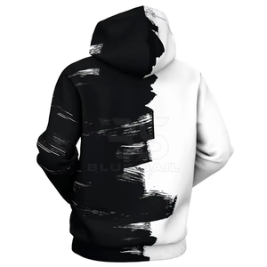 เสื้อฮู้ดดี้พิมพ์ลายขาวดำสำหรับผู้ชาย ทรงปกติ สวมใส่สบาย ผลิตจากผ้าถัก พิมพ์ลายแบบซับลิเมชั่น เหมาะสำหรับใส่ในฤดูใบไม้ร่วง - Product Image 4