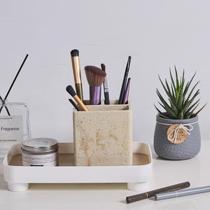 Porte-brosses à dents en travertin naturel pour salle de bain, support pour brosse à dents électrique et dentifrice, 3 emplacements pour brosses à dents - Product Image 2