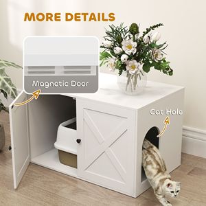 Lettiera per Gatti Bianca 80x53x51 cm con Porta Scorrevole e Accessorio Foro per Gatti - Product Image 5