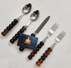Eco Materials Flatware <b>Set</b> With Resin Handle 18/<b>8</b> Stainless Steel <b>Dinnerware</b> Tableware Home Decor 5-Piece Flatware Cutlery <b>Set</b> - Product Image 6