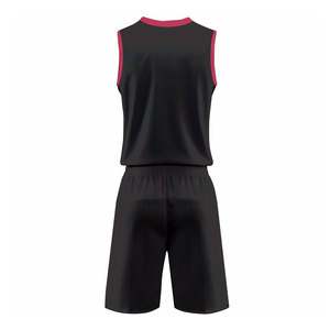 Custom Sublimated Basketball Jersey Set <b>Men</b> <b>Black</b> Red V-Neck Sleeveless Moisture Wicking Athletic Wear All Seasons - Product Image 3