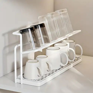 Escurridor de botellas para encimera de cocina, organizador ahorrador de espacio con bandeja de goteo extraíble, soporte de almacenamiento para tazas y vasos - Product Image 5