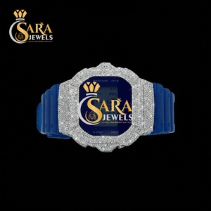 Luxury Antique Cut Moissanite Diamond <b>Watch</b> Leather Strap Quartz Square Dial Limited Edition From India - Product Image 2