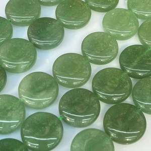 Green Aventurine 20mm Dish Beads <b>Disc</b> Gemstone Accessories for Designer Making Earring Bracelet Necklace - Product Image 2