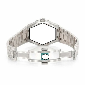 NYC DIAMOND EMPIRE นาฬิกาข้อมือสแตนเลสสตีลหรูหรา โมอิสซาไนต์ ตัวเรือนทรงสี่เหลี่ยม ปุ่มกดแบบซ่อน ตัวล็อคแบบอัตโนมัติ หน้าปัดขนาด 41 มม. - Product Image 5