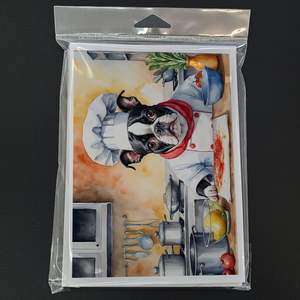 Whimsical Boston Terrier the Chef A7 Tarjetas de felicitación Paquete de 8 tarjetas de nota en blanco con sobres Tamaño 5x7 - Product Image 3