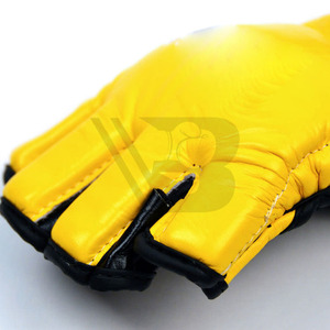 Guantes de MMA de Cuero Vacuno Dorado Profesionales a Precio de Fábrica, Guantes de Entrenamiento de Boxeo de Medio Dedo para Hombre, Talla Grande - Product Image 2
