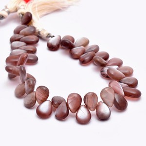 Perles de pierre de lune naturelle marron foncé chocolat, forme poire lisse, taille 6x8mm-8x12mm, qualité AAA, pierres précieuses pour bijoux. - Product Image 3