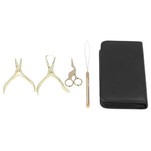 Kit d'outils pour extensions capillaires : Ciseaux et pinces métalliques dorés, ensemble d'installation et de retrait pour extensions capillaires, étanche, micro-liens manuels - Product Image 2