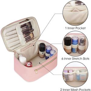 Borsa da viaggio vegana in similpelle rosa per trucchi e pennelli cosmetici da donna - Brevetto in attesa - Product Image 2